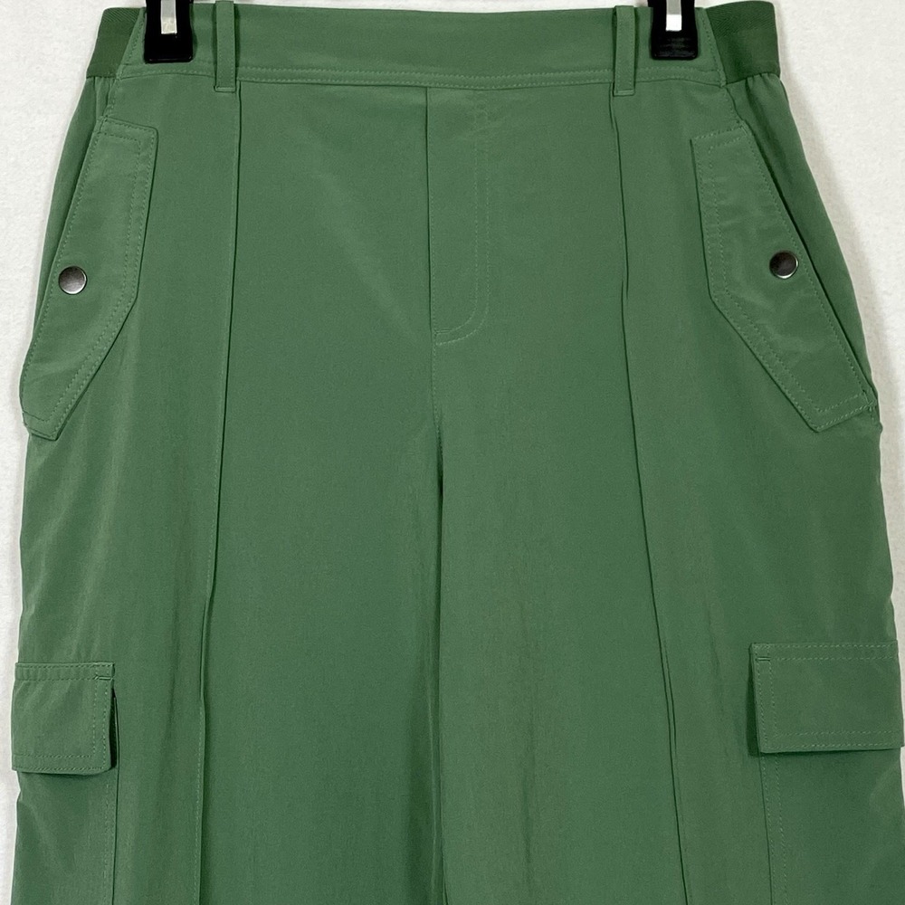 Athleta Sz 10 Vienna Cargo Pants Wide Leg High Rise Pockets Stretch Grunge Green - Picture 2 of 7